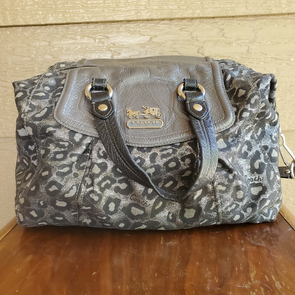 Coach Purse Silver Leopard Ocelot Audrey Satchel
